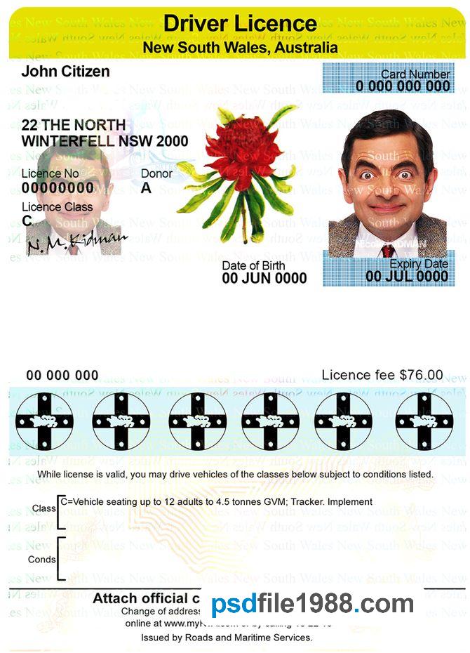 Australia New South Wales Driver License